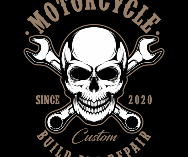 Skull & Wrenches - Motorcycle Customization Logo