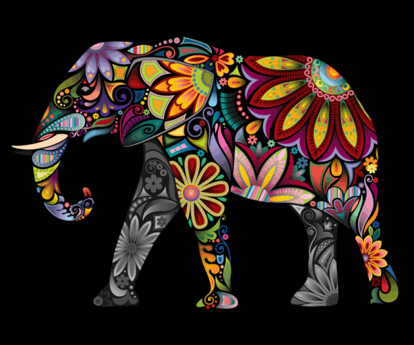 Floral Elephant - Vibrant Artwork