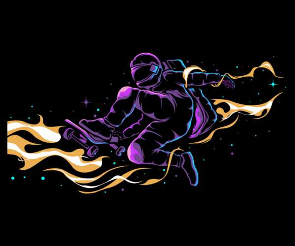 Astronaut Skateboarder - Neon Dreams