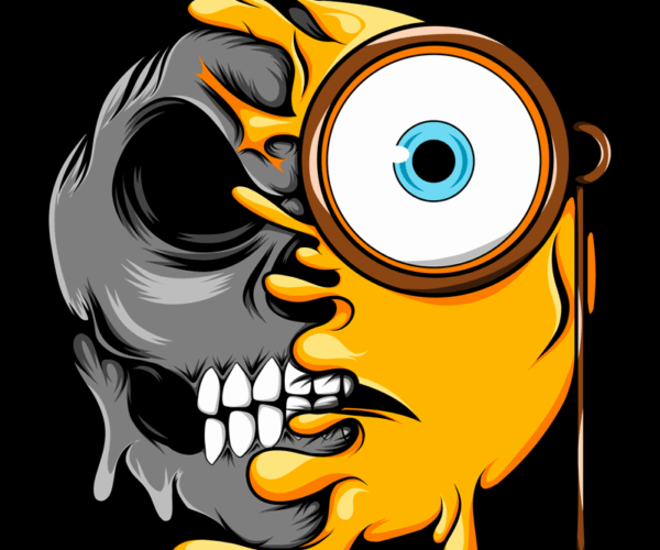 Half-Skull Emoji - Melting Monocle