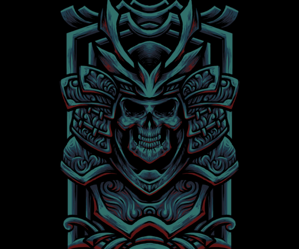 Samurai Skull - Teal Armor