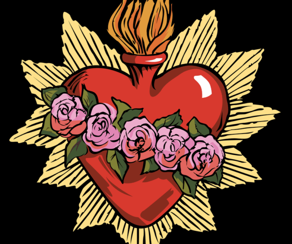 Sacred Heart - Flowered Frame