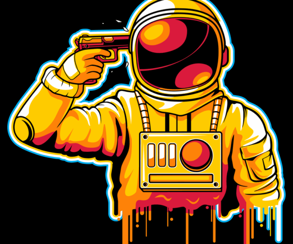 Space Suicide - Dark Humor Illustration