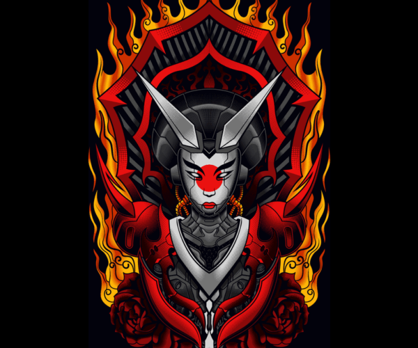 Cyberpunk Geisha - Fiery Art