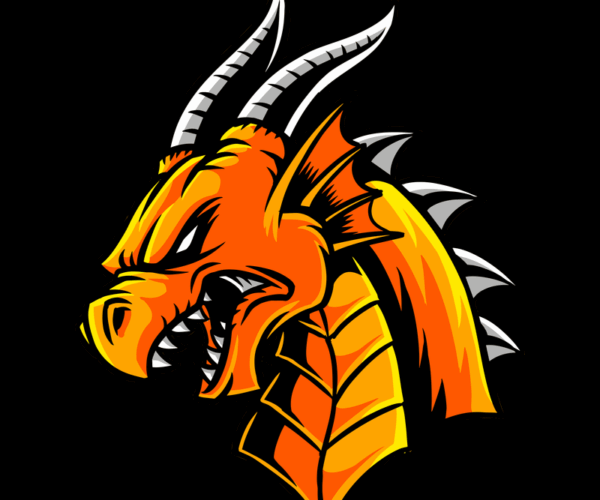 Fiery Dragon - Mascot Style Head