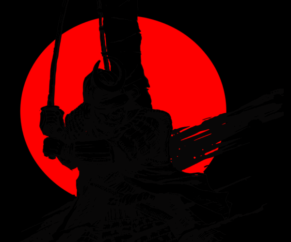 Samurai Warrior - Red Sun Silhouette