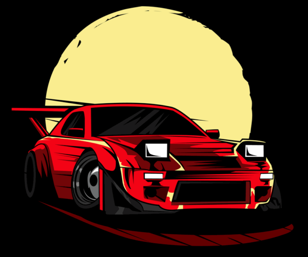Red JDM Car - Under the Moonlit Silhouette**