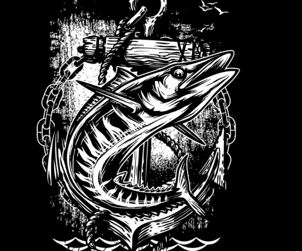 Leaping Wahoo - Nautical Emblem Design