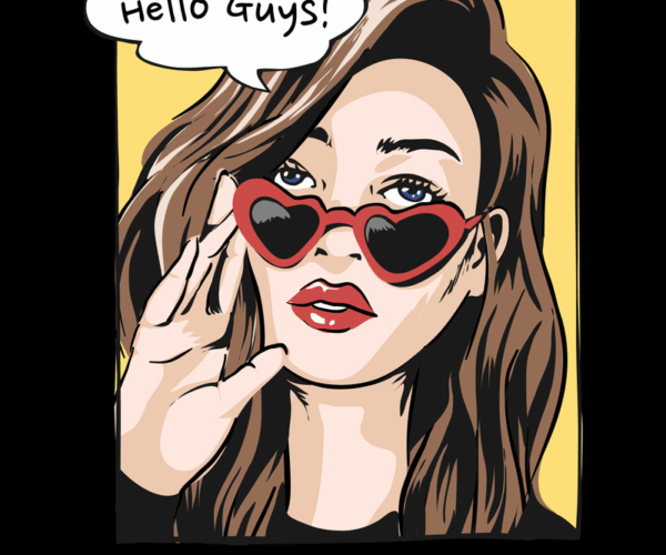 Pop Art Girl - Heart Glasses