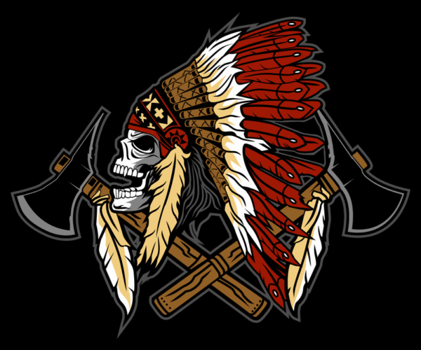 Chief Skull - Crossed Tomahawk Design
