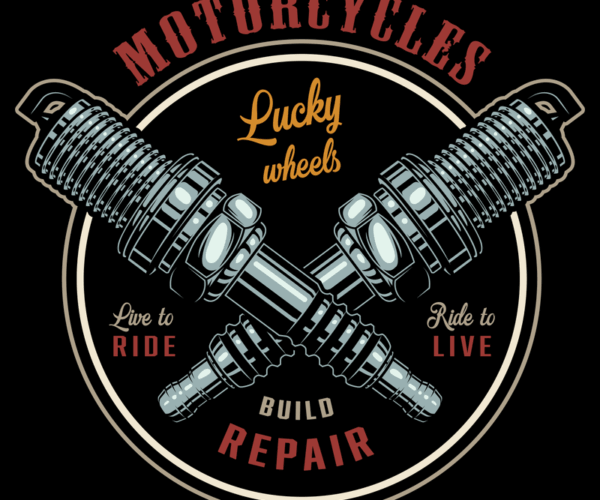 Crossed Spark Plugs - Vintage Garage Emblem