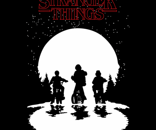 Stranger Things Silhouette - Bike Ride Under the Moon