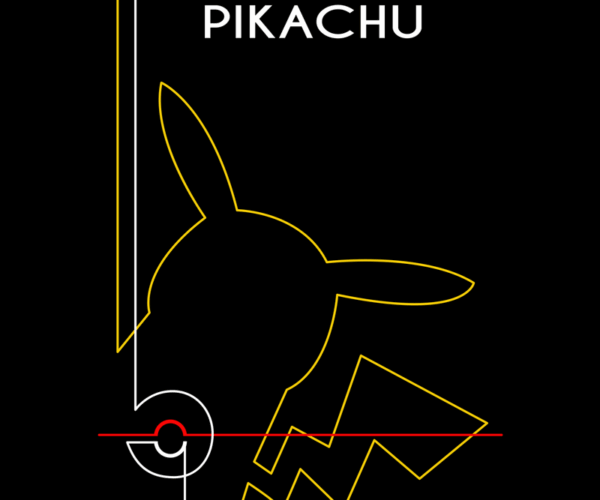 Pikachu Line Art - Electric Minimalism