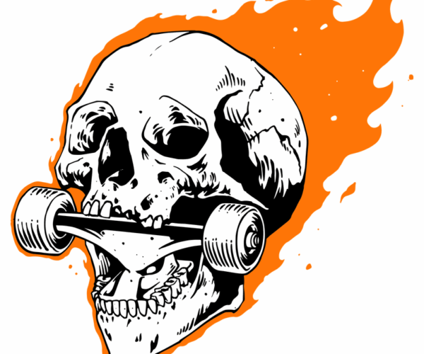 Flaming Skull Skateboard - Radical Rider