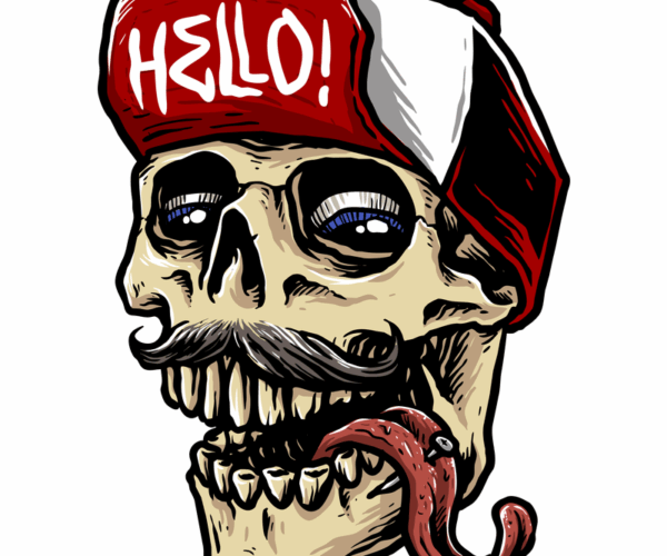 Hello Skull - Moustached Tongue