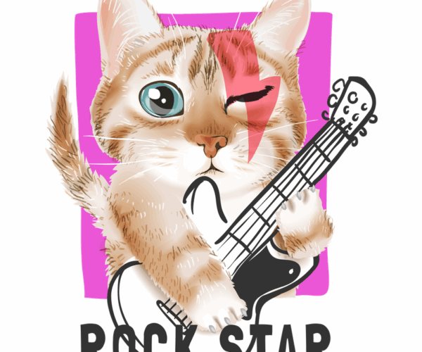 Rock ‘n’ Roll Cat - Musical Feline Design