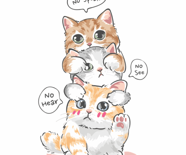 See No Evil Cats - Stacked Cute Edition
