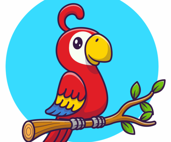 Cartoon Parrot - Tropical Perch
