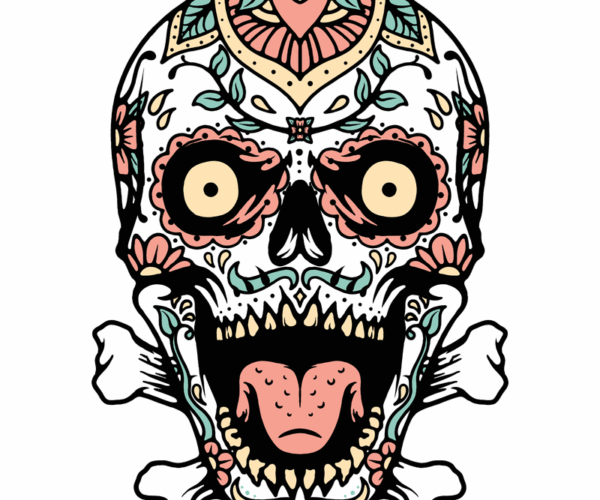 Sugar Skull - Floral Crossbones Design