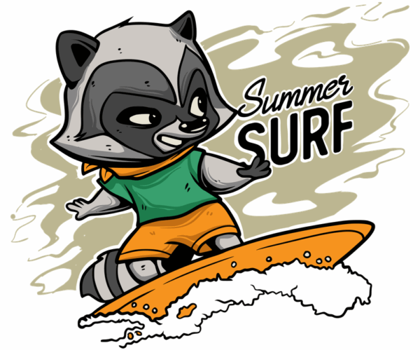 Surfing Raccoon - Summer Vibes