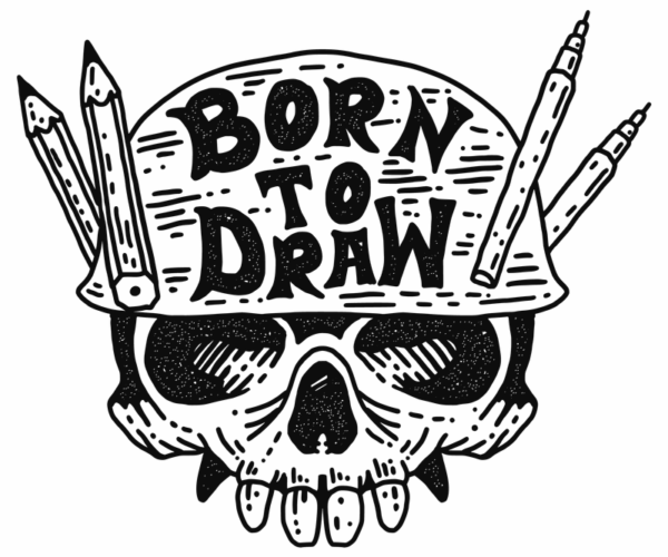 Born to Draw - Skull Artist Emblem