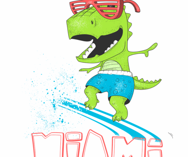 Surfing Dinosaur - Miami Beach Vibes