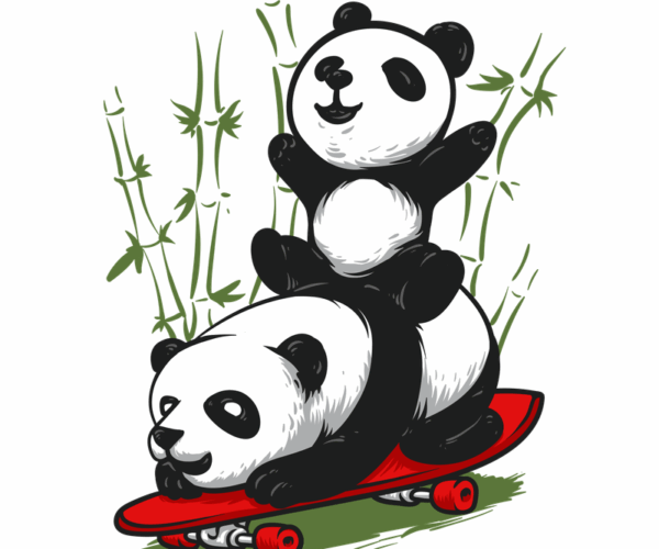 Skating Pandas - Bamboo Buddies