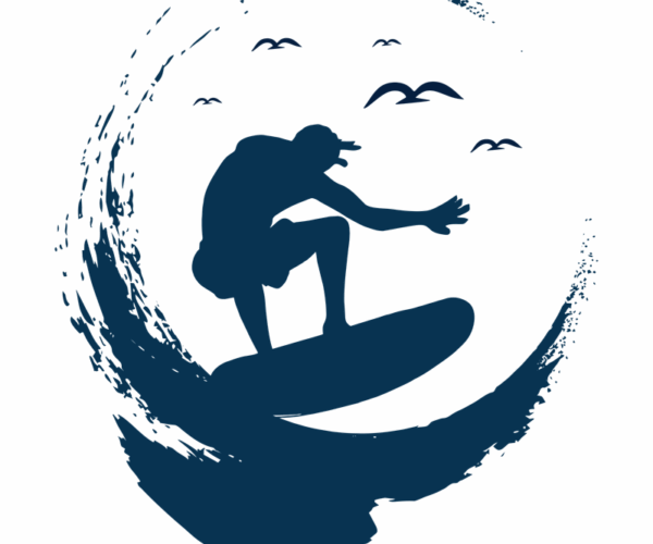 Surfer Silhouette - Barrel Wave Ride