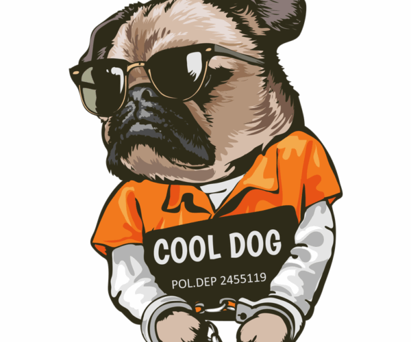 Cool Dog Mugshot - Punk Pug Design