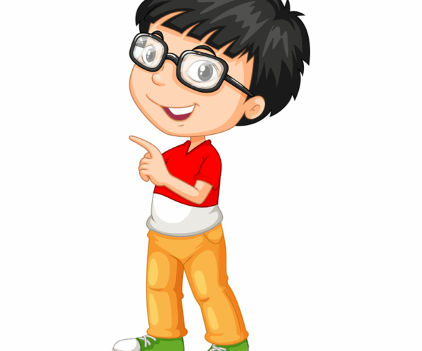 Boy with Glasses - Cheerful Cartoon Character