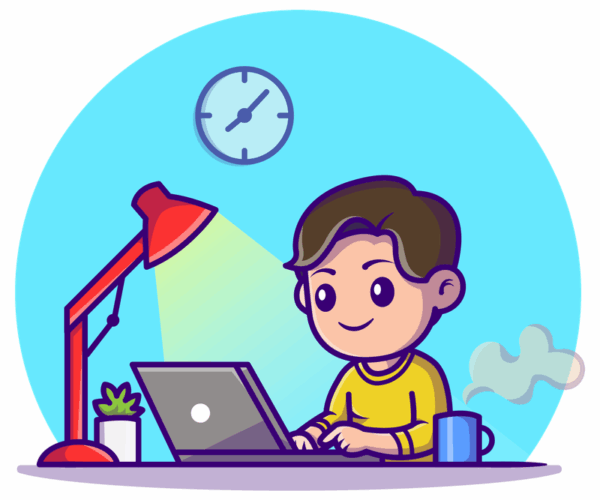 Cozy Coder - Cartoon Style Illustration