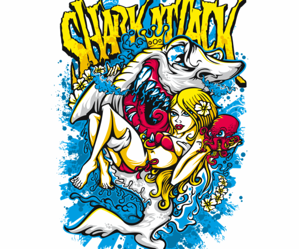 Shark Attack Pin-up - Edgy Graphic