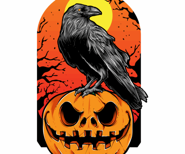 Halloween Raven - Pumpkin Perch