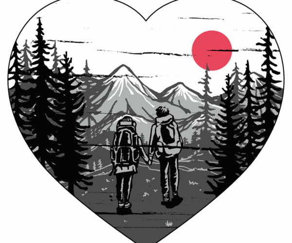 Hiking Couple - Heart Mountain View