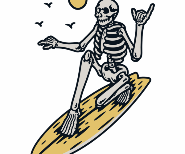 Surfing Skeleton - Hang Loose Design