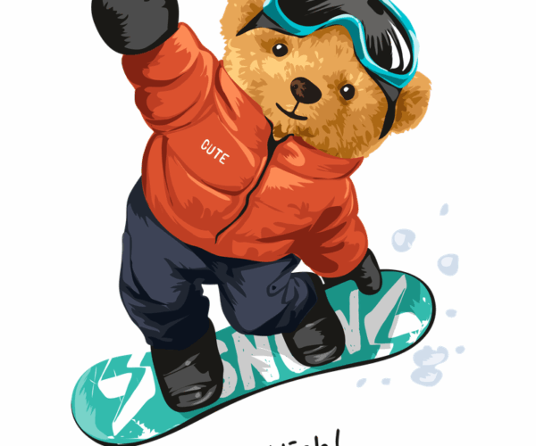 Snowboarding Teddy - A Cool Winter Vibe