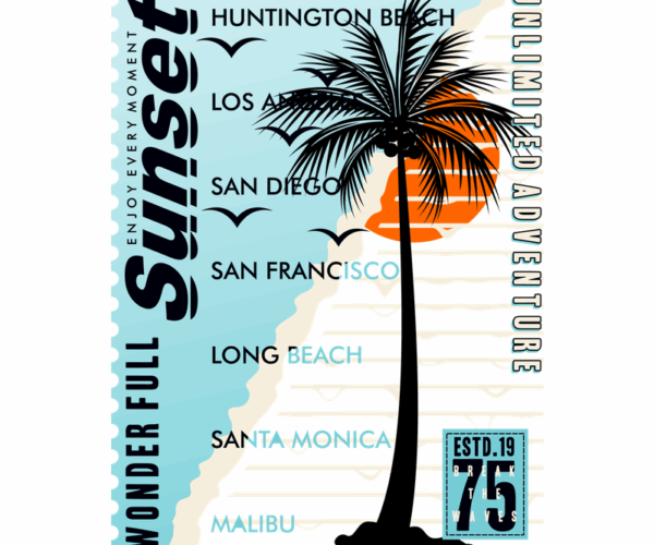 West Coast Vibes - Sunset Surfer Design