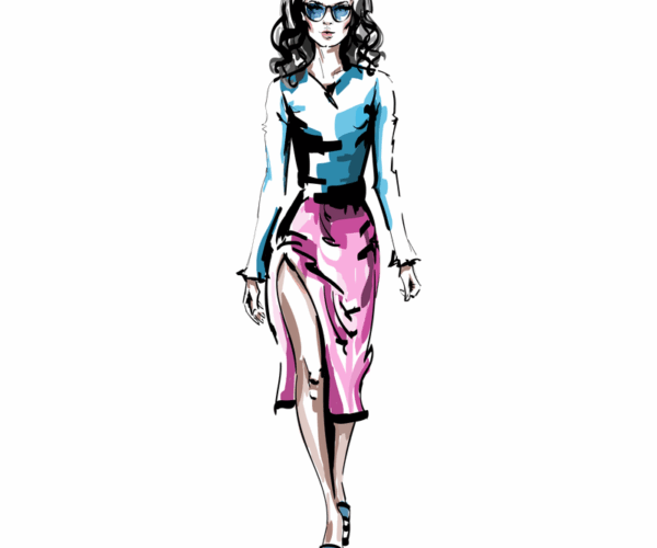 Fashion Sketch - Chic Slit Skirt