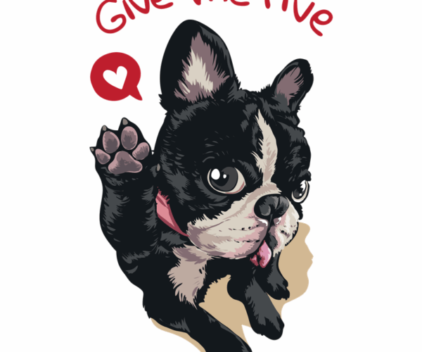Boston Terrier Puppy - High Five Graphic