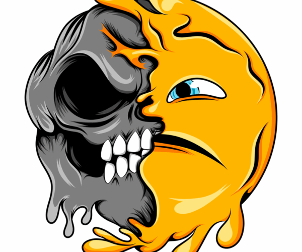 Split Emoji - Skull and Smile