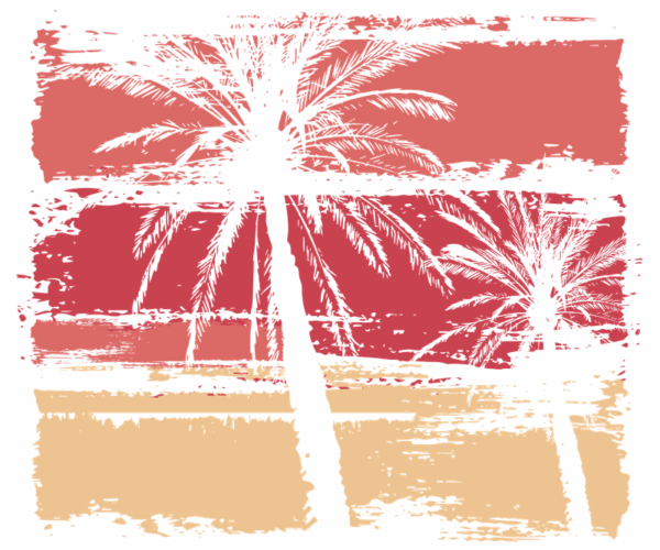 Tropical Sunset - Distressed Palm Trees