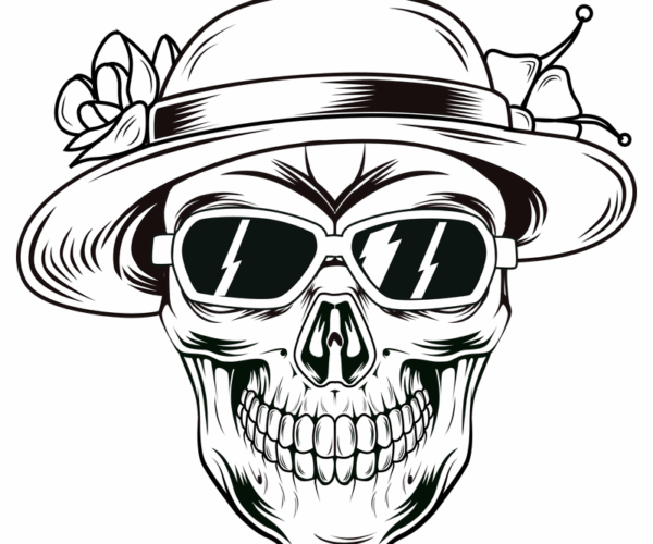 Skull in Hat - Floral Gentleman