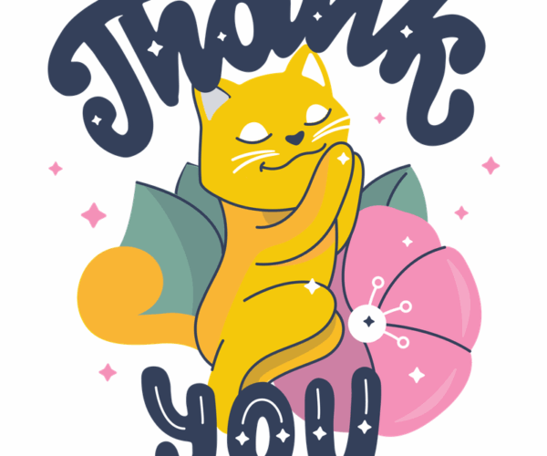 Thankful Cat - Gratitude Illustration