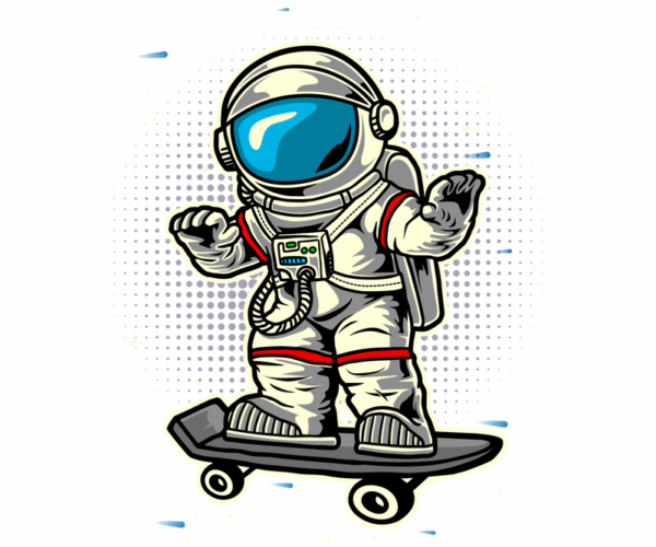 Space Skater - Cartoon Astronaut Design