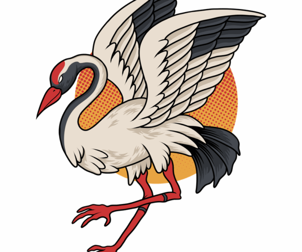Elegant Crane - Ukiyo-e Style