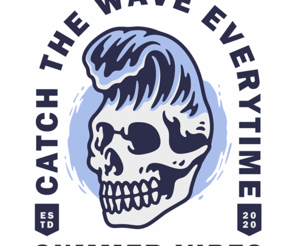 Wave Skull - Summer Surf Design
