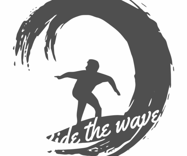 Surfer Silhouette + Wave Logo