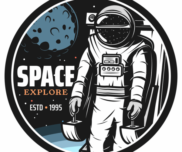 Space Explore Emblem - Retro Astronaut Edition