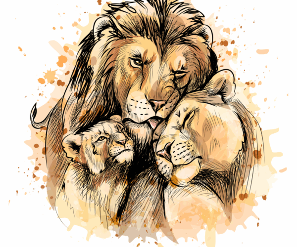 Lion Family - Watercolor Pride
