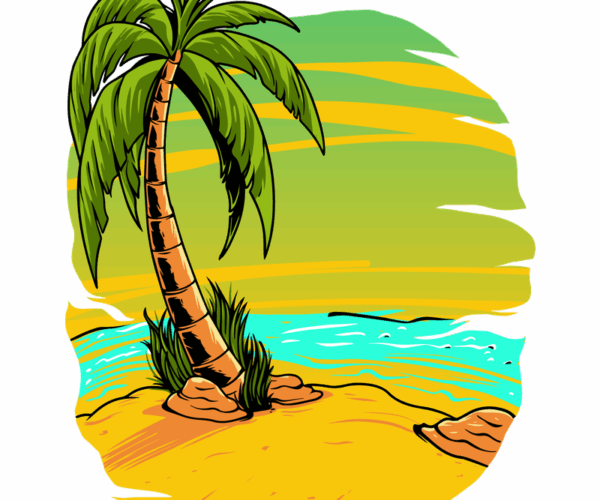 Tropical Getaway - Beach Palm Scene